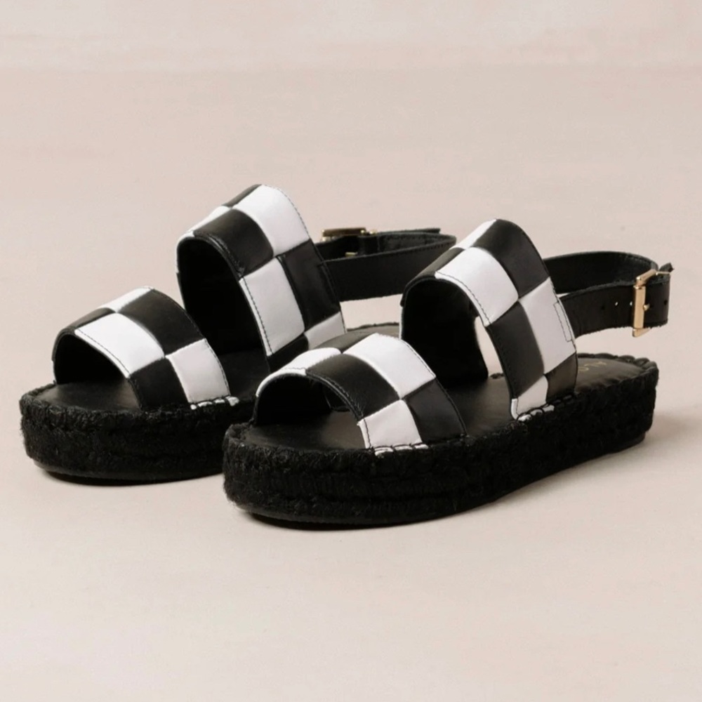 Alohas Double Strap Scacchi - Black and White - Checker - Espadrille-ish